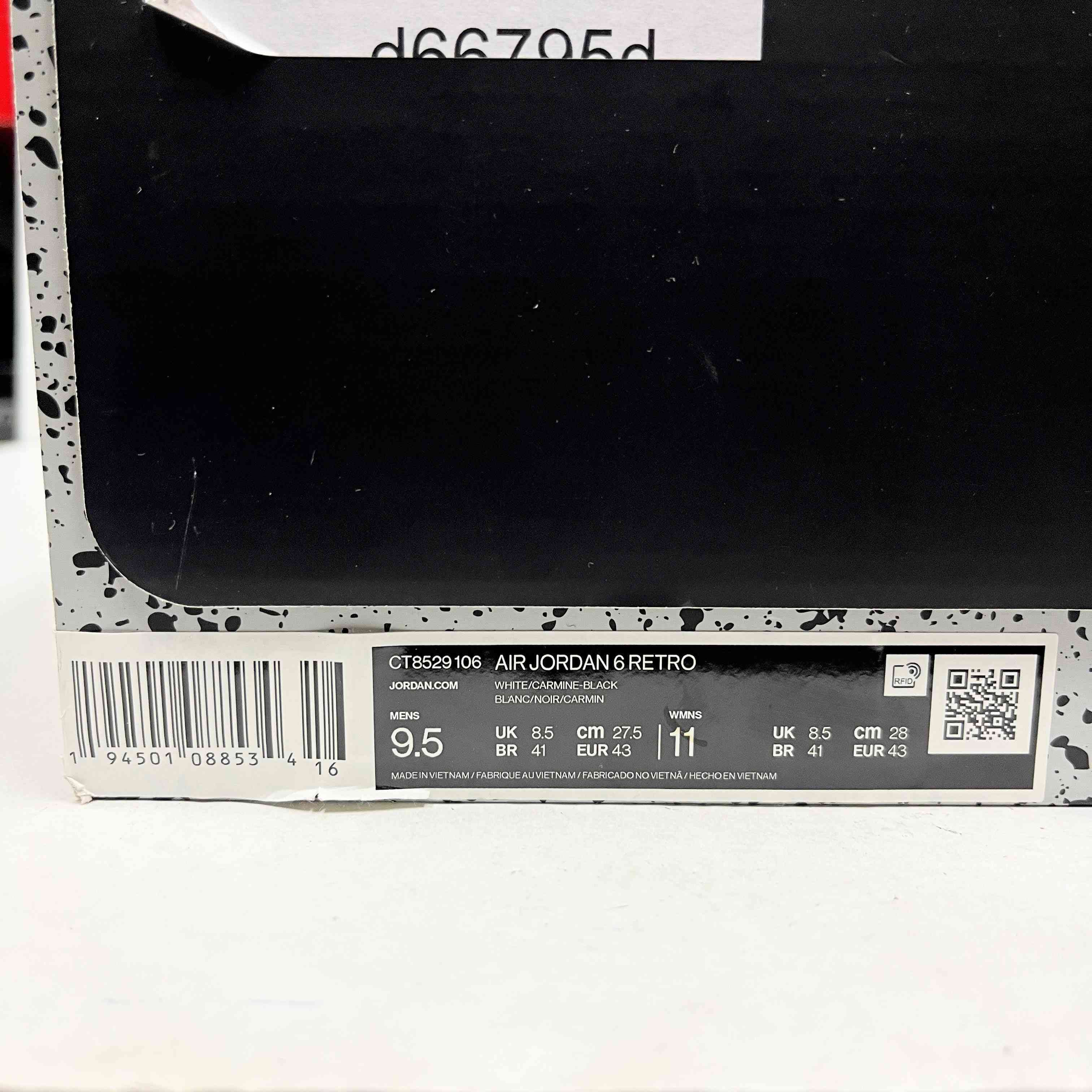 【US9.5】 AIR JORDAN 6 RETRO CT8529-106 【USED】