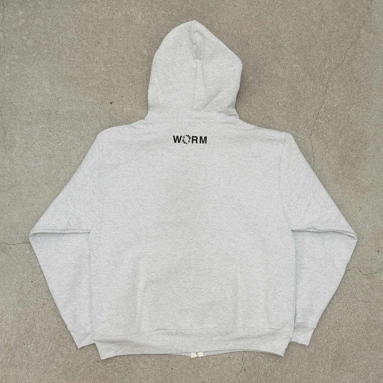 WORM LOGO Zip-Up Hoodie Ash
