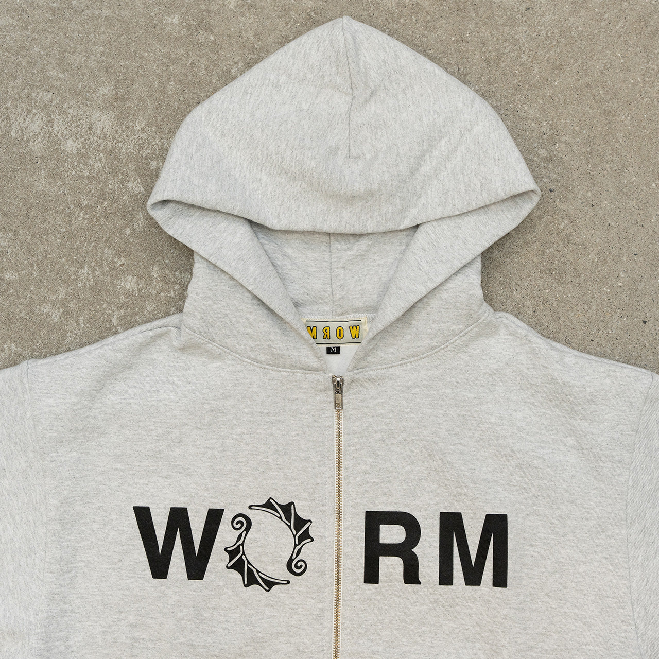 WORM LOGO Zip-Up Hoodie Ash