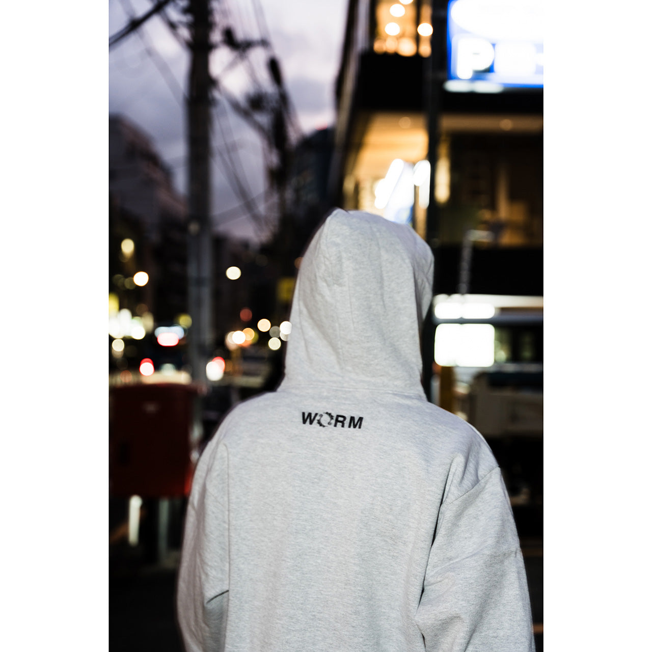WORM LOGO Zip-Up Hoodie Ash