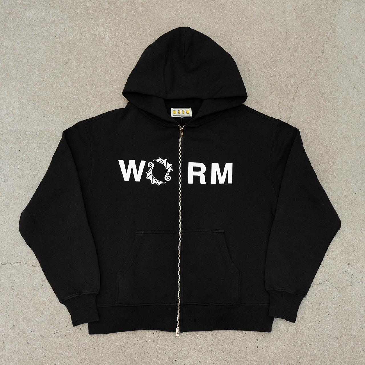 WORM LOGO Zip-Up Hoodie Black