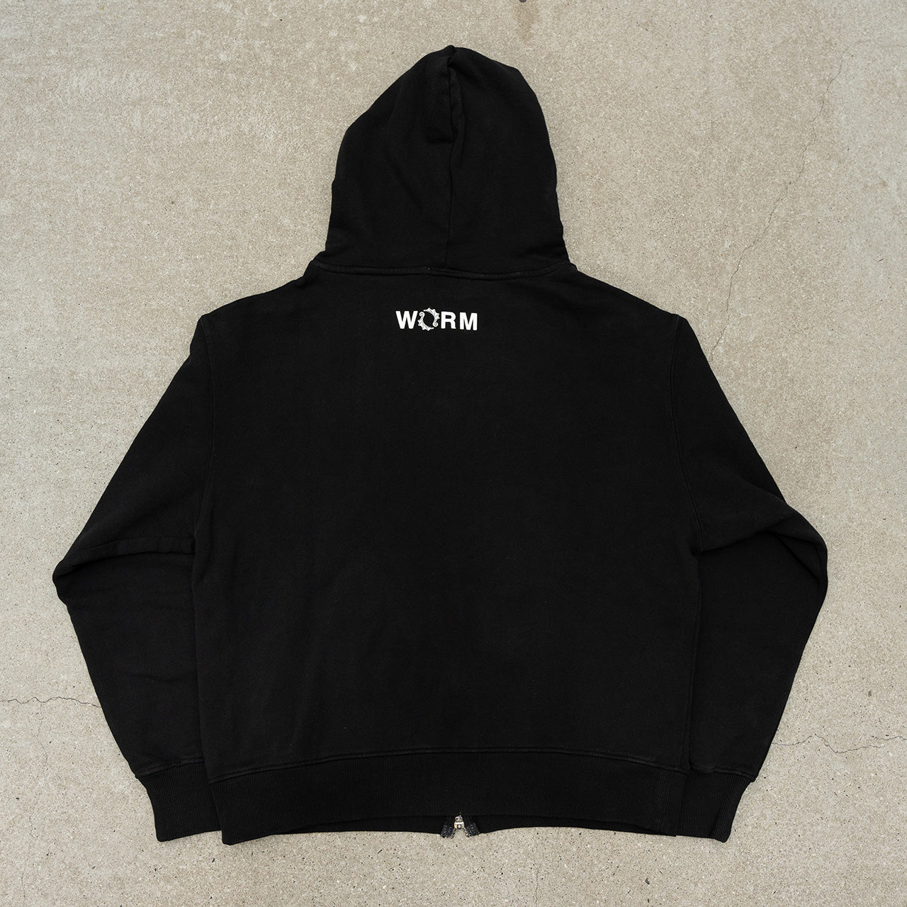 WORM LOGO Zip-Up Hoodie Black