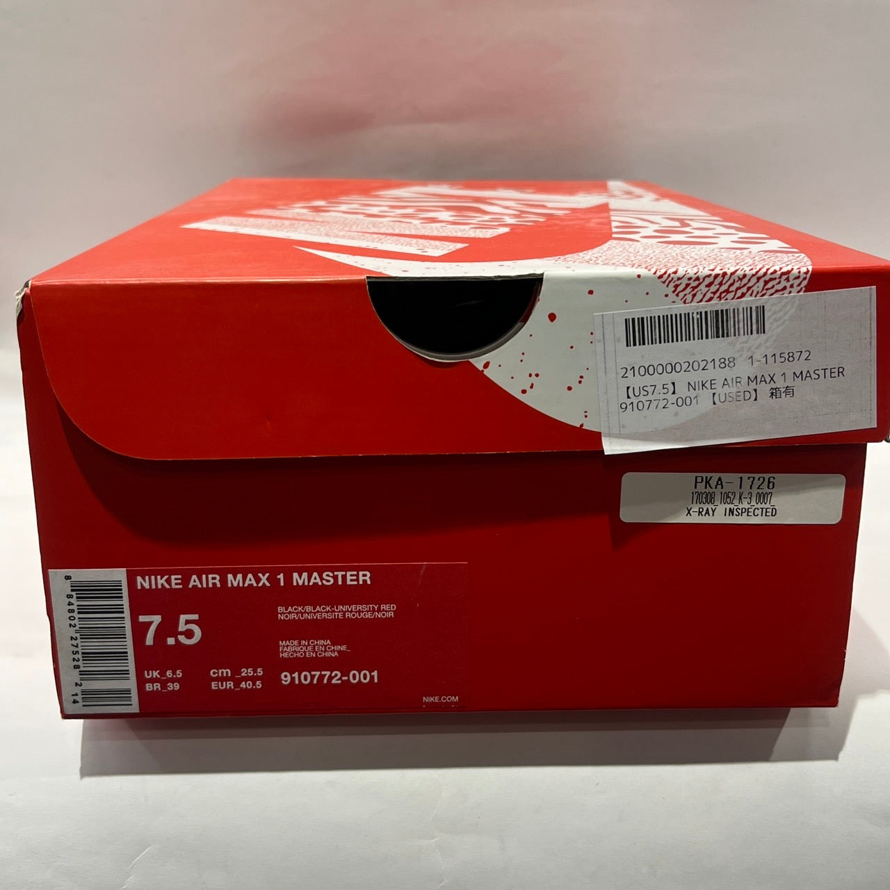 【US7.5】 NIKE AIR MAX 1 MASTER 910772-001 【USED】