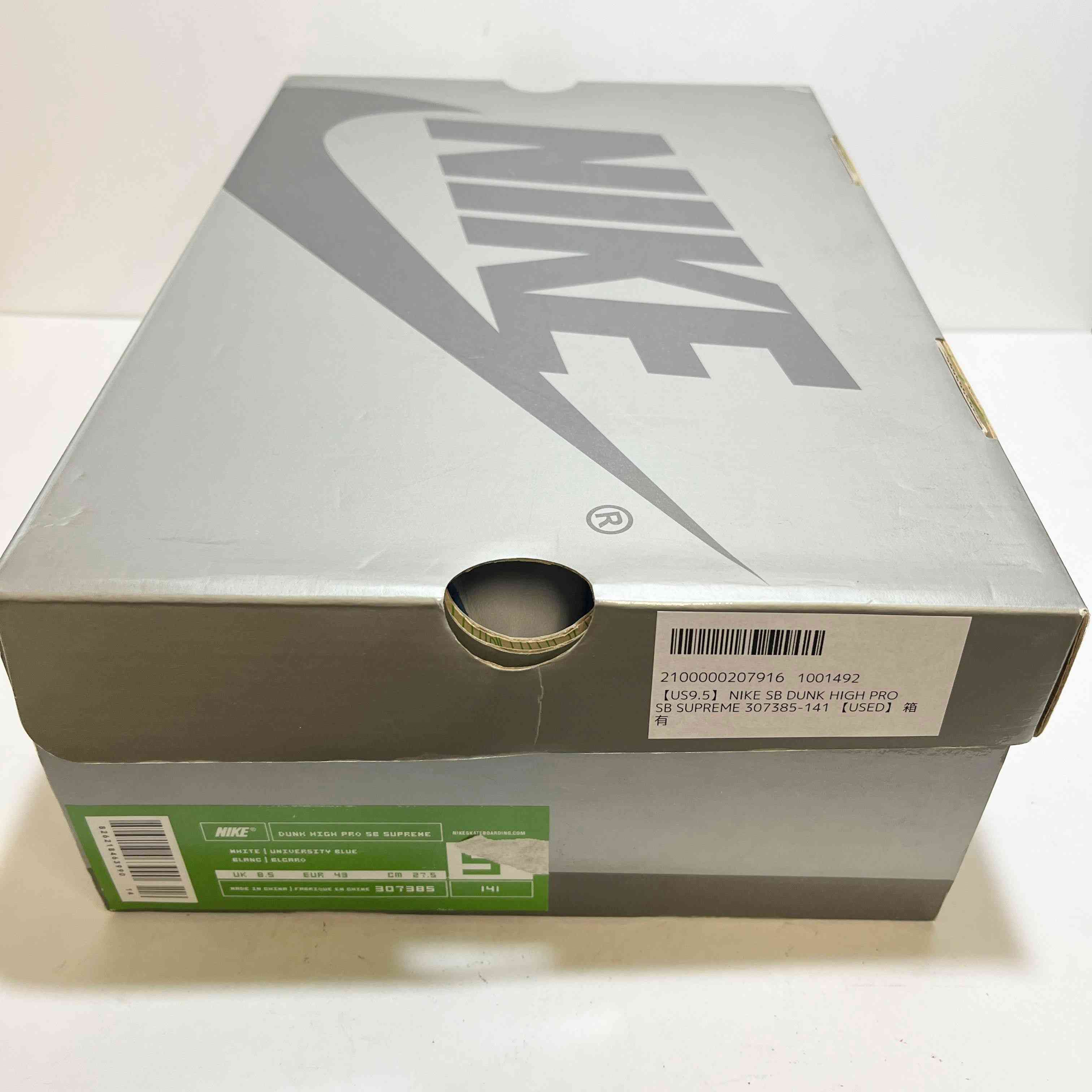 【US9.5】 NIKE SB DUNK HIGH PRO SB SUPREME 307385-141 【USED】