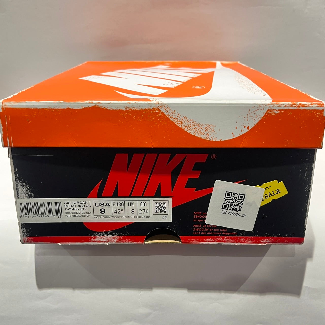 【US9】 AIR JORDAN 1 RETRO HIGH OG DZ5485-612 【USED】