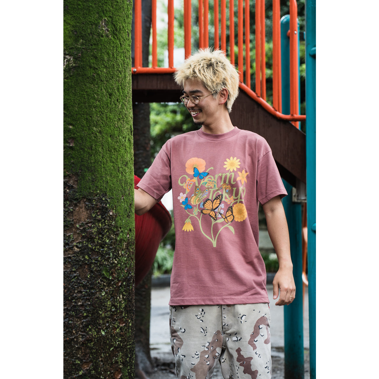 WORM T-shirt Botanical Logo Pink XXL