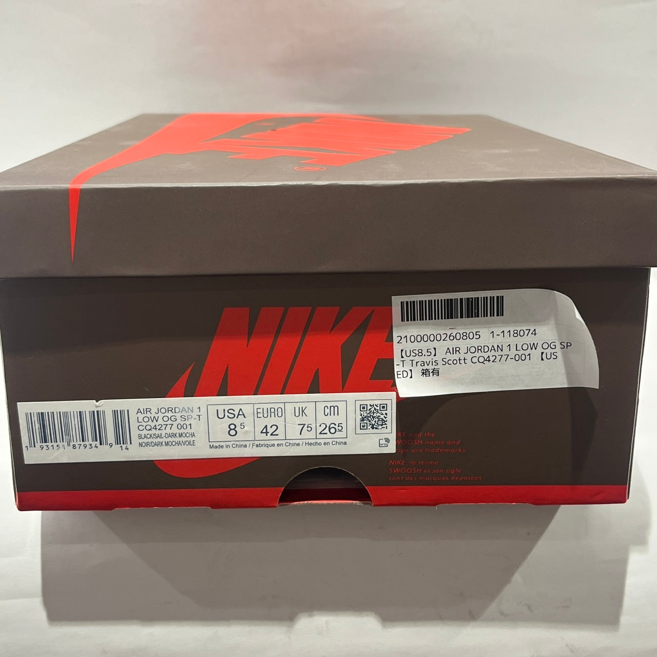 【US8.5】 AIR JORDAN 1 LOW OG SP-T Travis Scott CQ4277-001 【USED】