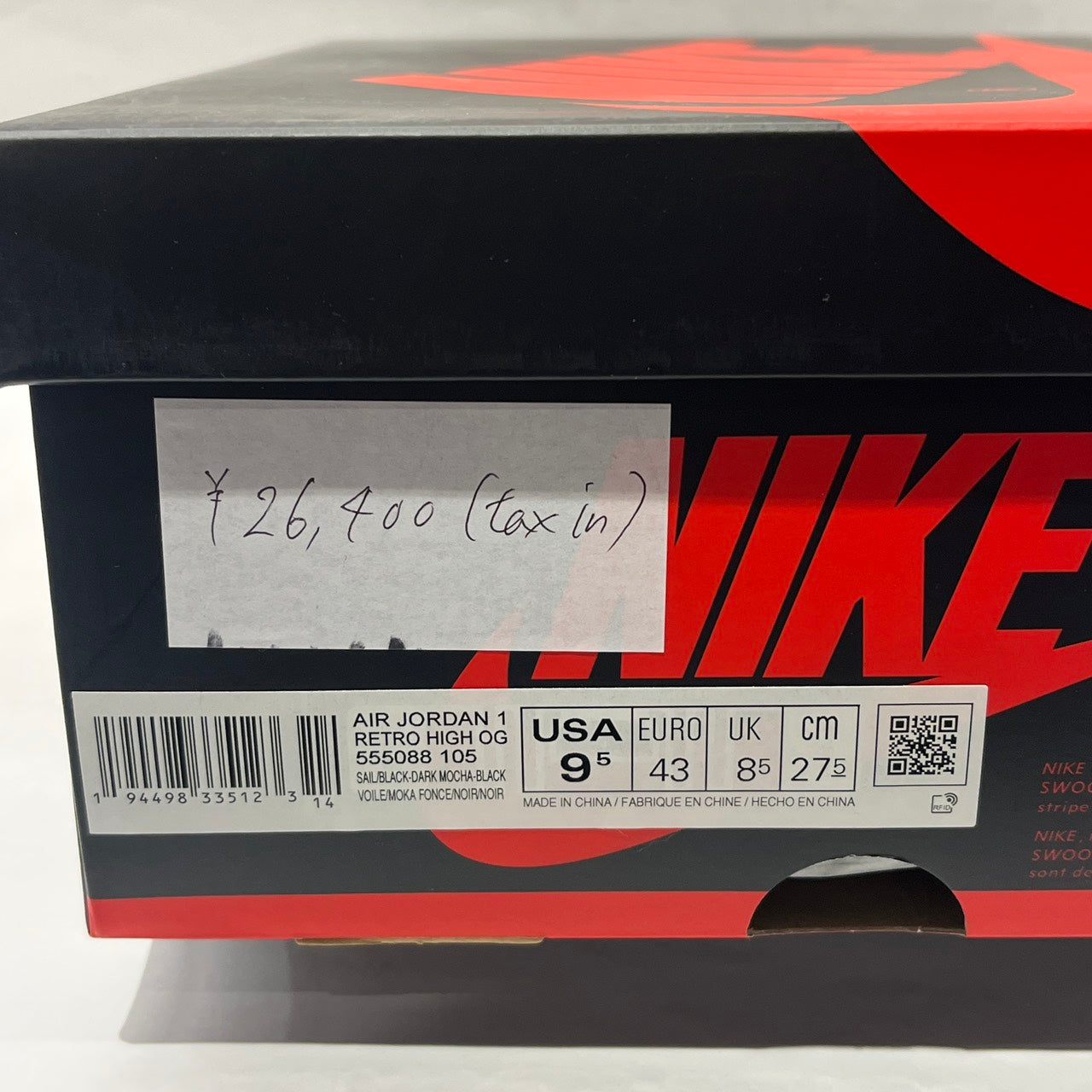 【US9.5】 AIR JORDAN 1 RETRO HIGH OG 555088-105 【USED】