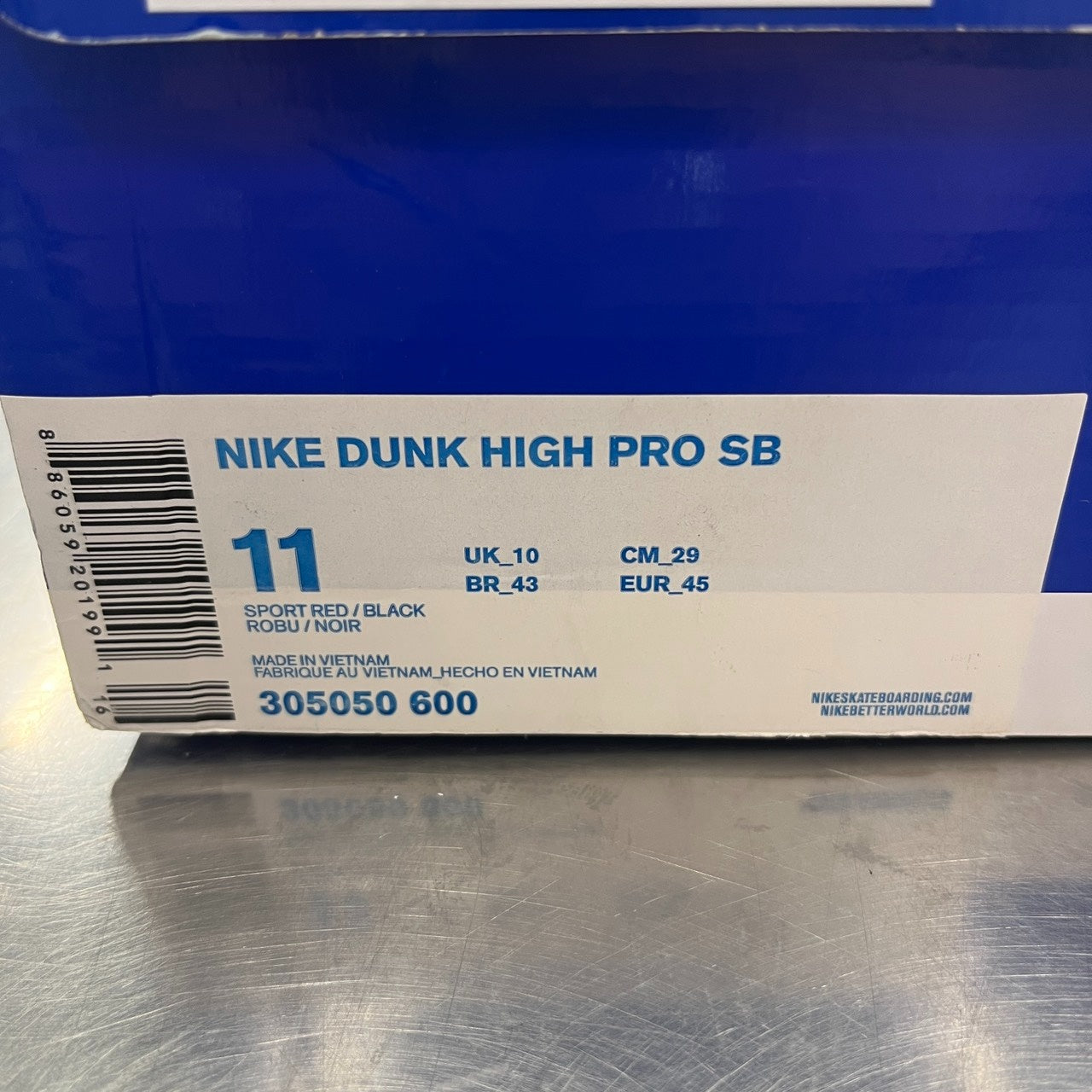 【US11】 NIKE SB DUNK HIGH PRO SB Red Devil 305050-600 【USED】