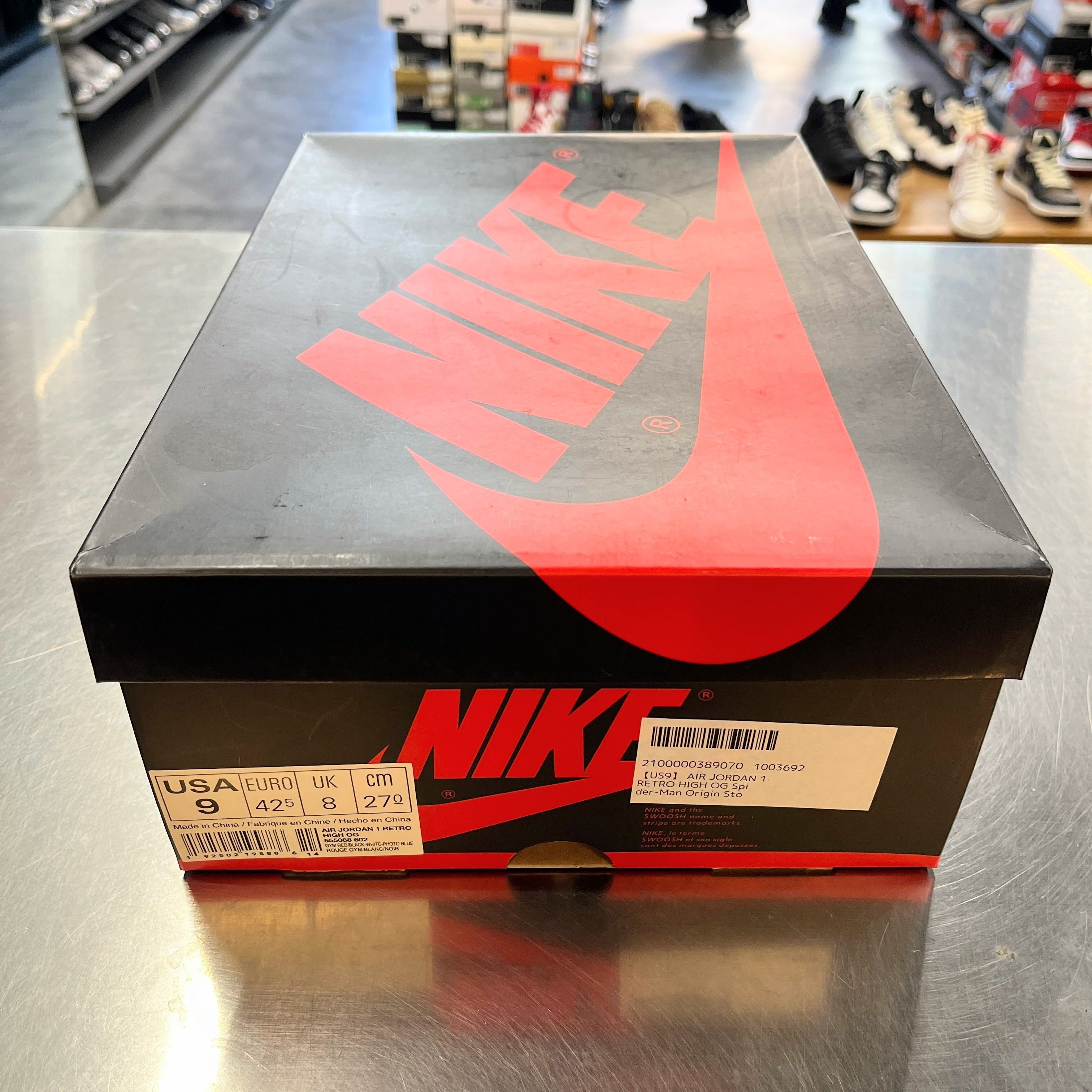 【US9】 AIR JORDAN 1 RETRO HIGH OG Spider-Man Origin Story 555088-602 【USED】