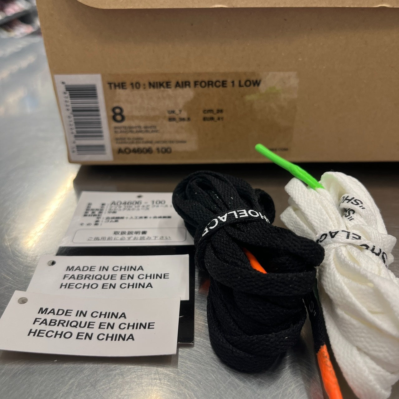 【US8】 NIKE THE 10 : AIR FORCE 1 LOW OFF WHITE AO4606-100 【USED】