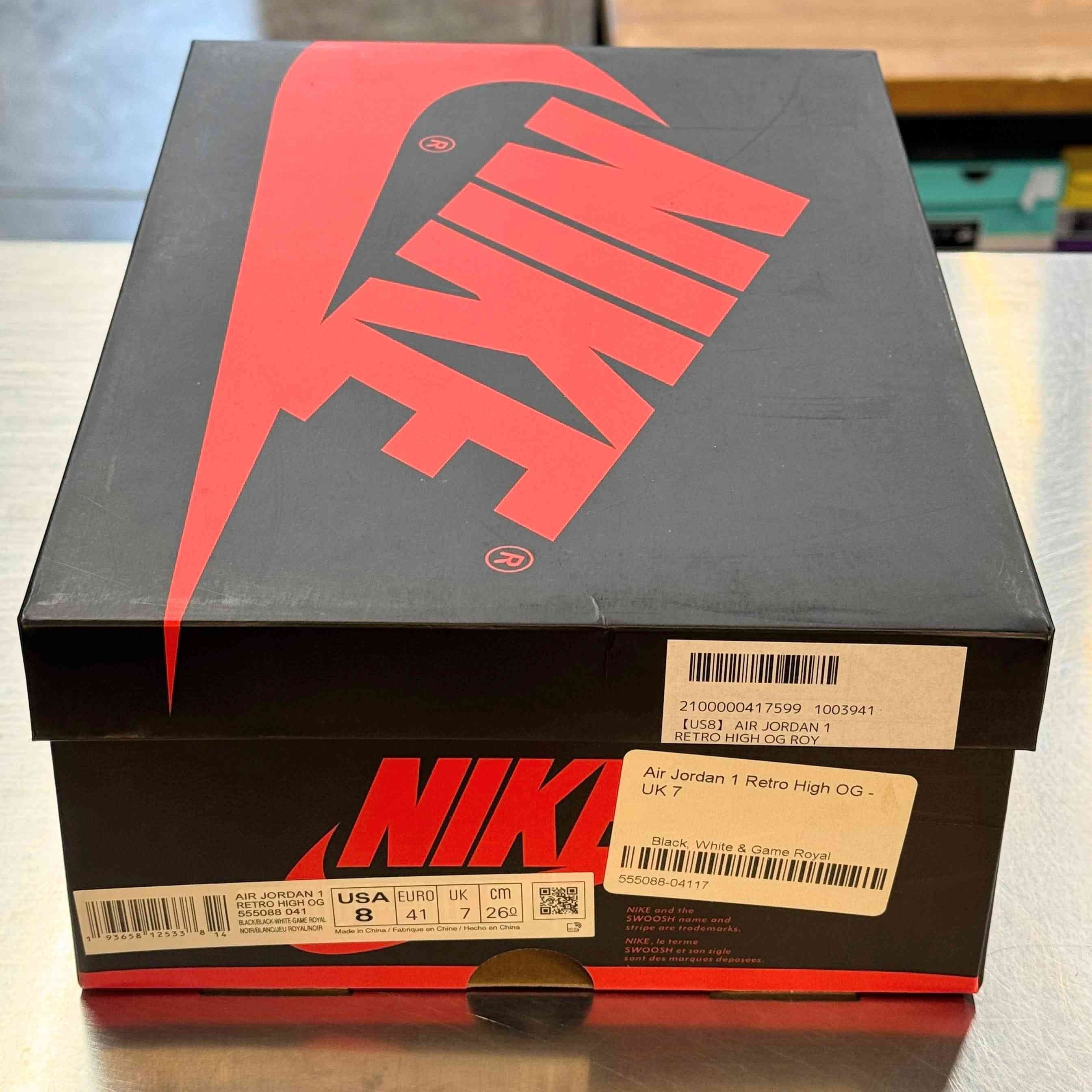 【US8】 AIR JORDAN 1 RETRO HIGH OG ROYAL TOE 555088-041 【USED】