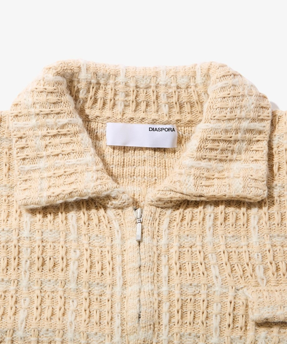 Diaspora skateboards Tweed Knit Jacket Ivory XL