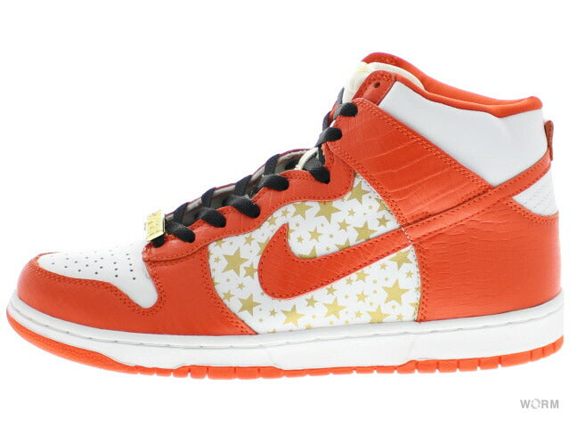 【US9.5】 NIKE SB DUNK HIGH PRO SB SUPREME ORANGE STARS 307385-181 【DS】