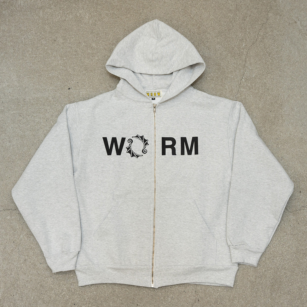 WORM LOGO Zip-Up Hoodie Ash XL