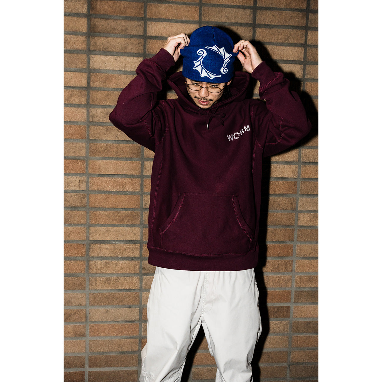 WORM Logo Hoodie Maroon XXL