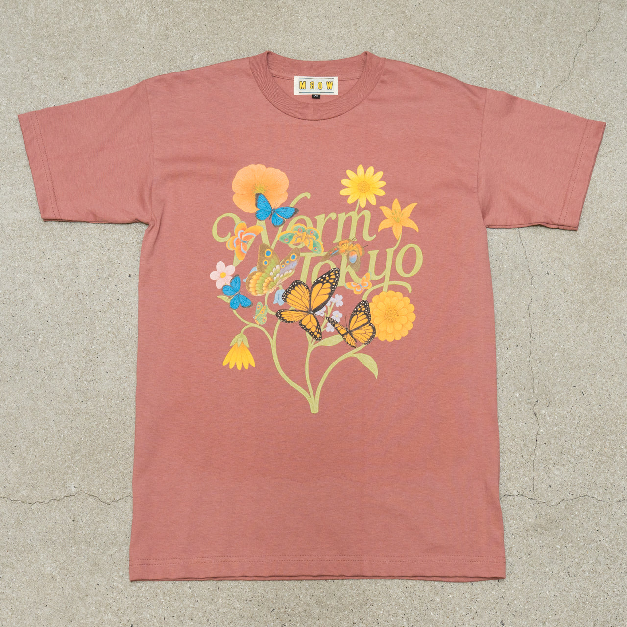 WORM T-shirt Botanical Logo Pink XL