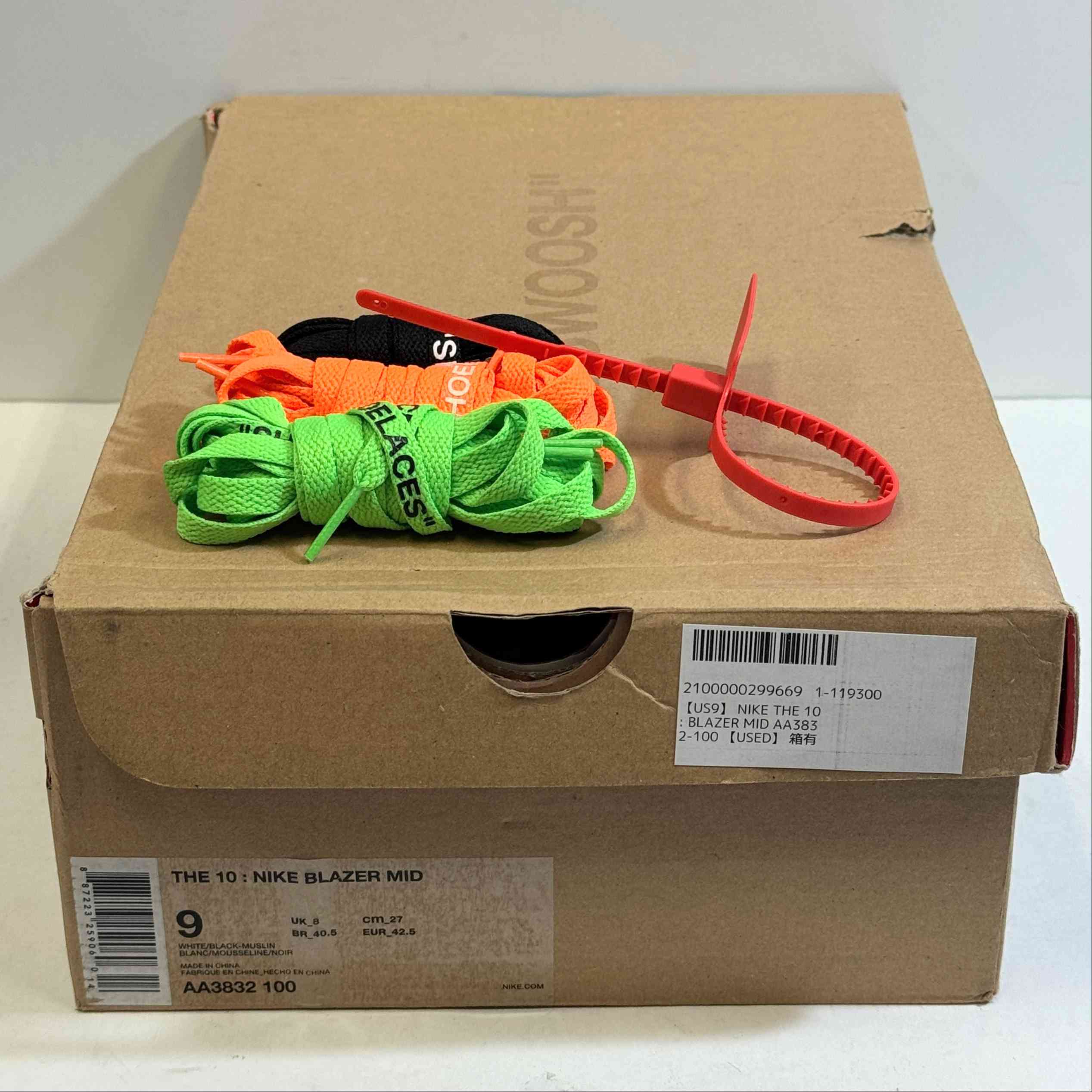 【US9】 NIKE THE 10 : BLAZER MID AA3832-100 【USED】