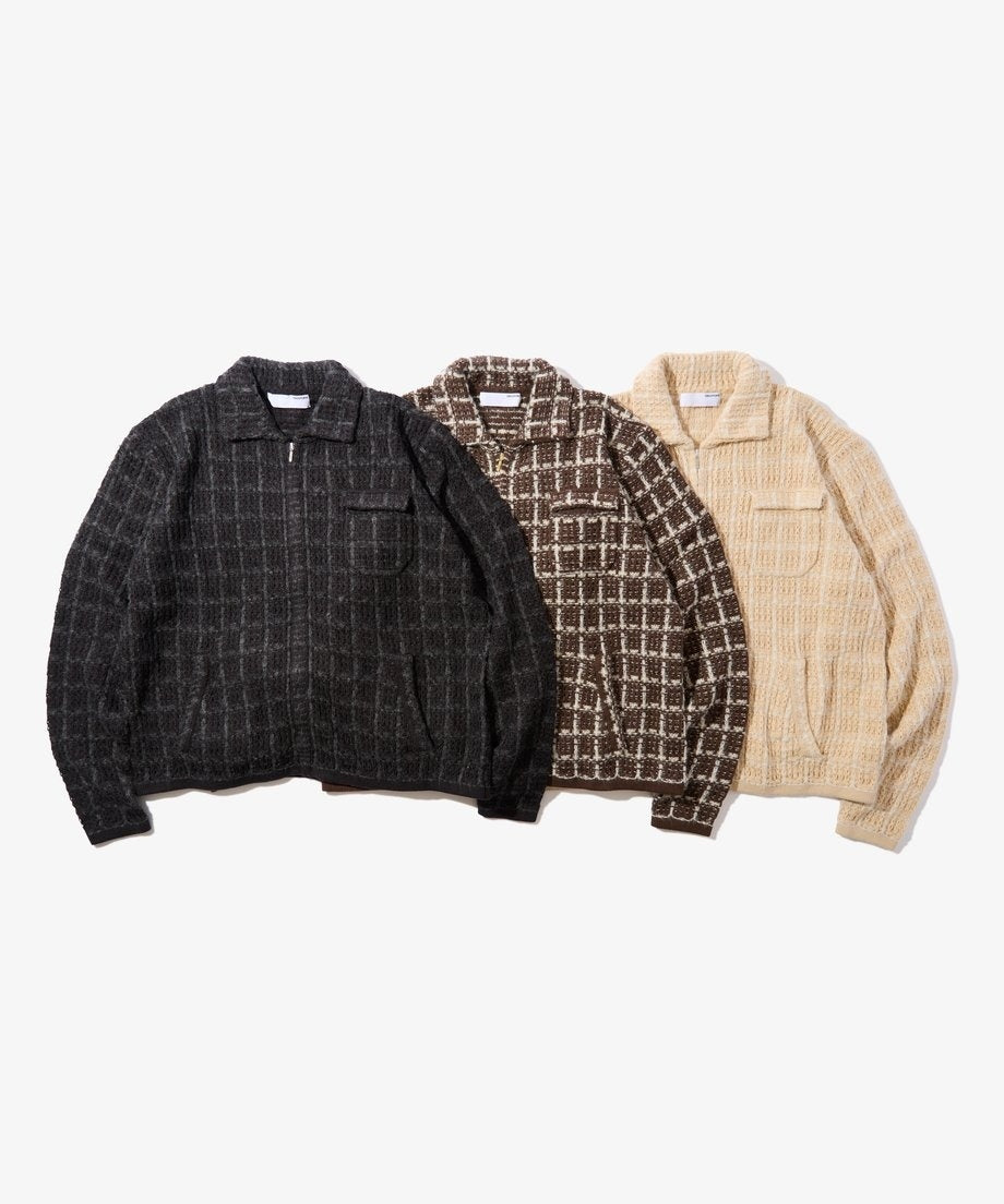 Diaspora skateboards Tweed Knit Jacket Ivory XL
