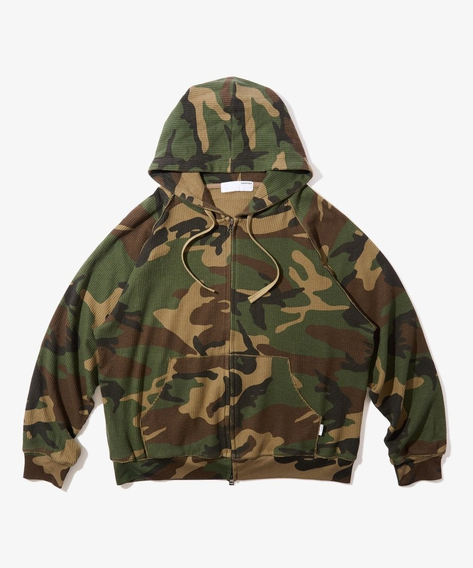 Diaspora skateboards Dry Waffle Full Zip Hoodie Woodland Camo XL