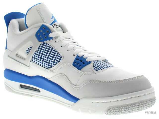 28cm NIKE AIR JORDAN 4 RETRO 308497-105 white/military blue-ntrl gray Nike Air Jordan Retro [DS]